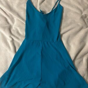 Express Vibrant Blue Strapless Dress